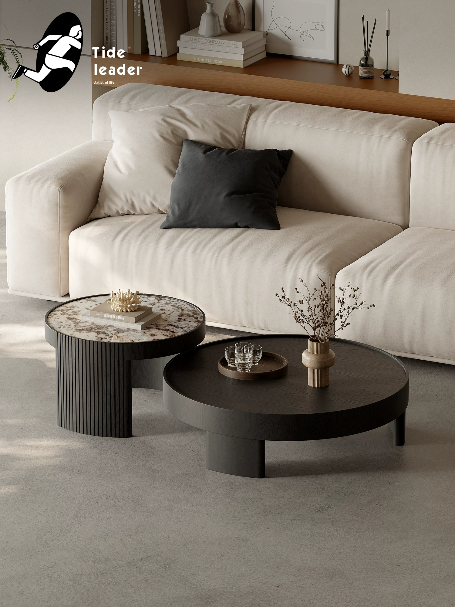 snow Mountain Orchid luxury stone Coffee TableCombination JUBY3026