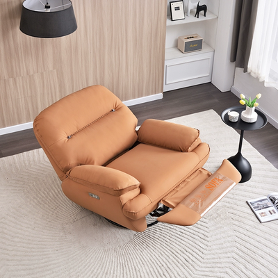 Osaka Motor & 360° Swivel Rock Recliner chair in a tan/beige fabric