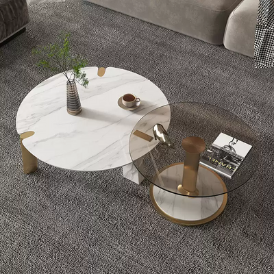 Side Table - Stainless Steel+Stone Slab Glass JUMX996