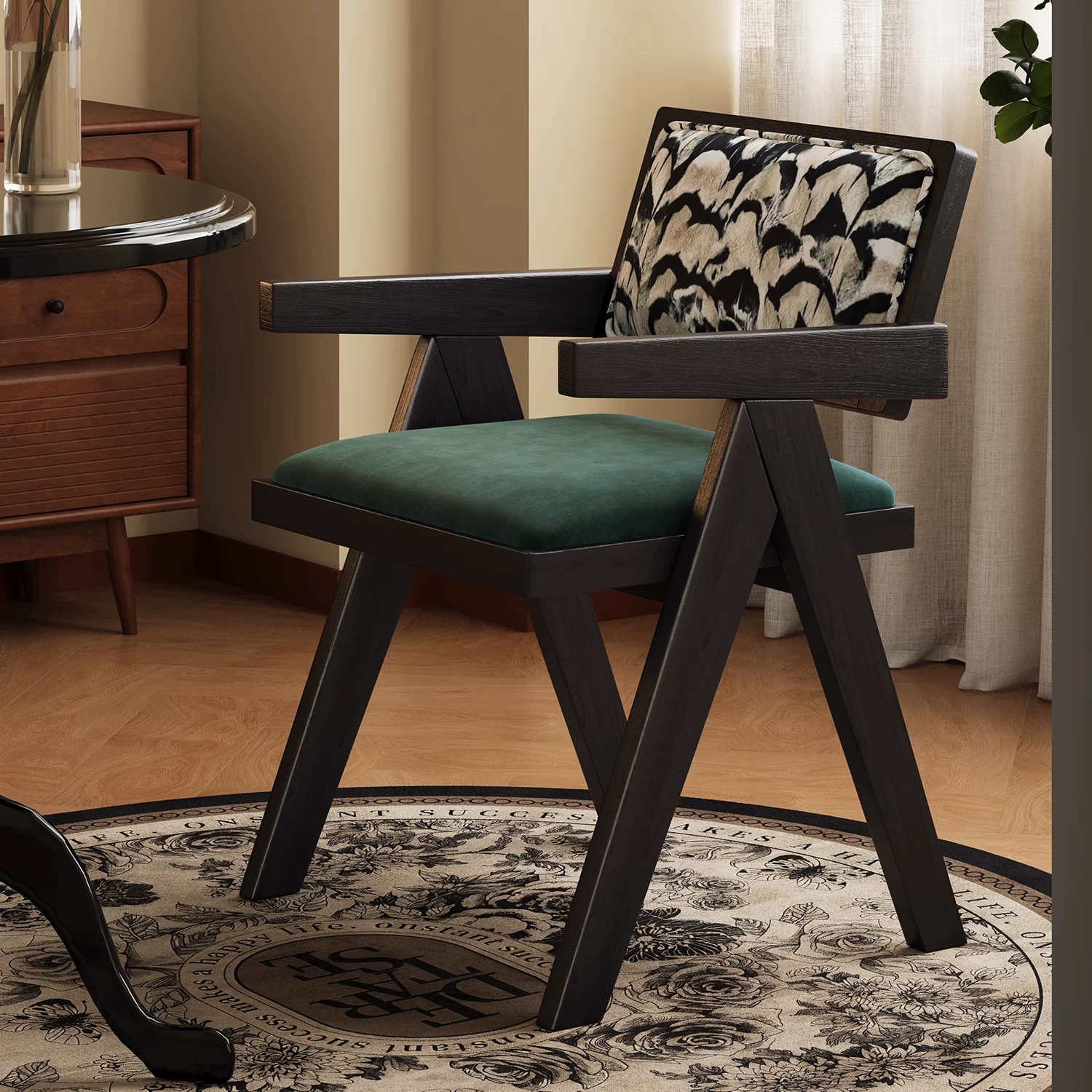 Pattern-Back Arm Dining Chair