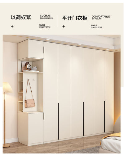 Modern, Minimalist White Wardrobe With Tall Doors And Black Handle