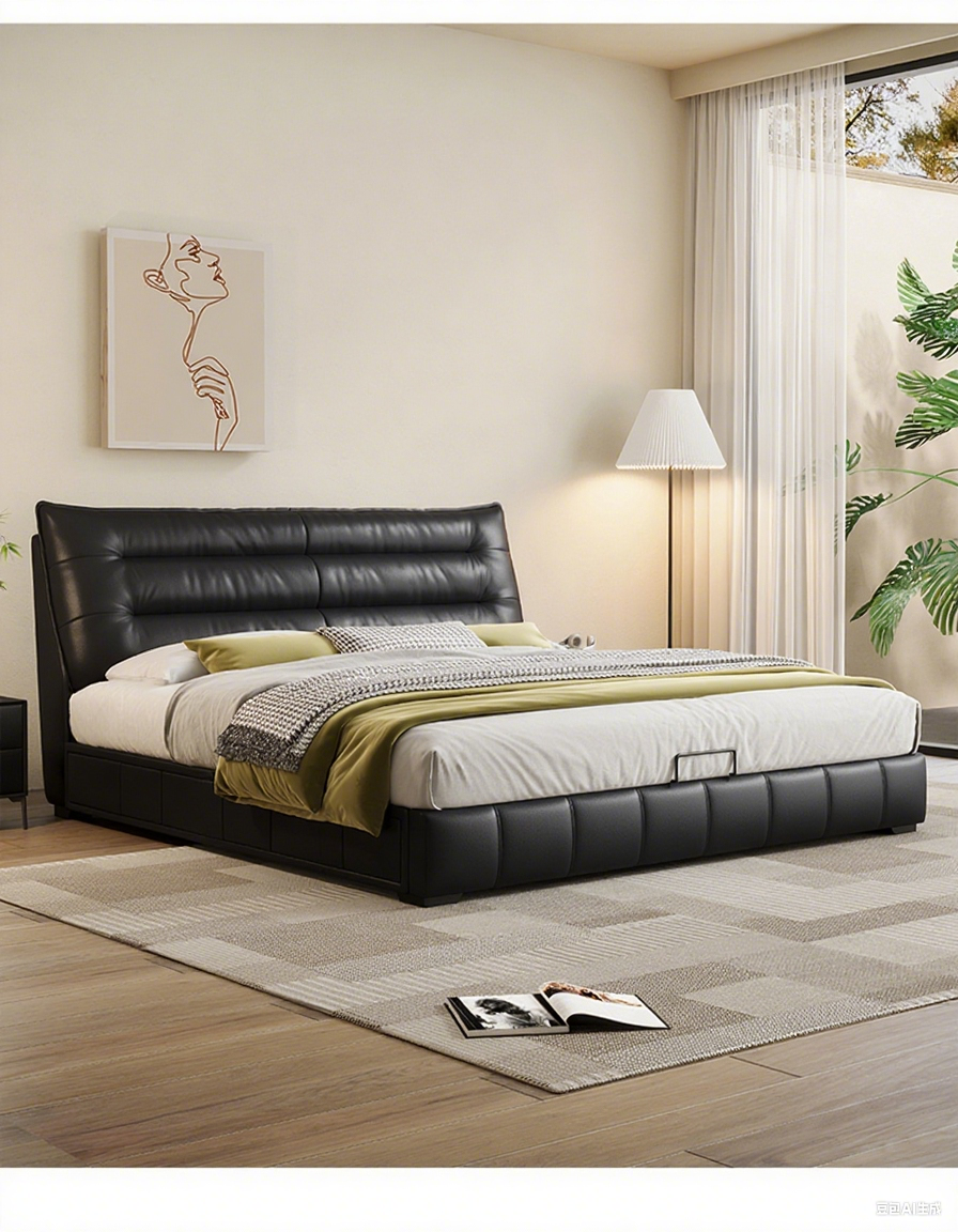 Top-Grain Leather Bed JUJM2072