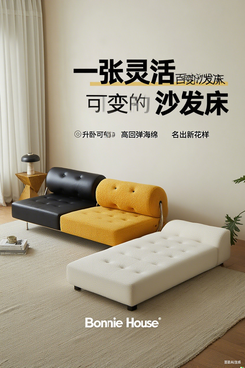 Beige Multi-purpose Foldable Sofa Bed