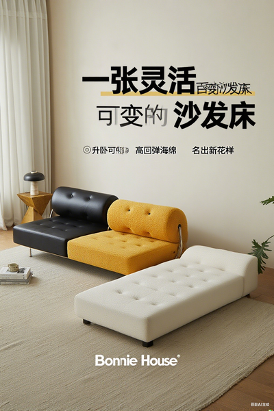 Beige Multi-purpose Foldable Sofa Bed