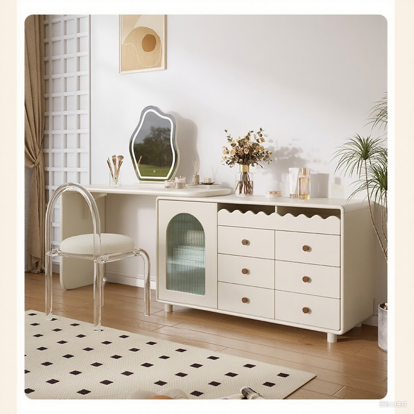 Modern Lacquer Wood Dressing Table