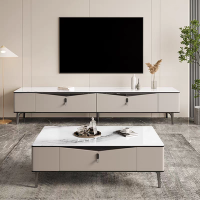 Microcrystalline Stone white TV StandCoffee Table